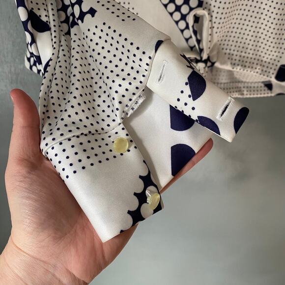 Vintage Women's 16 Blouse STYLE RITE Polka Dot Navy White Retro Secretary MCM - Picture 9 of 10